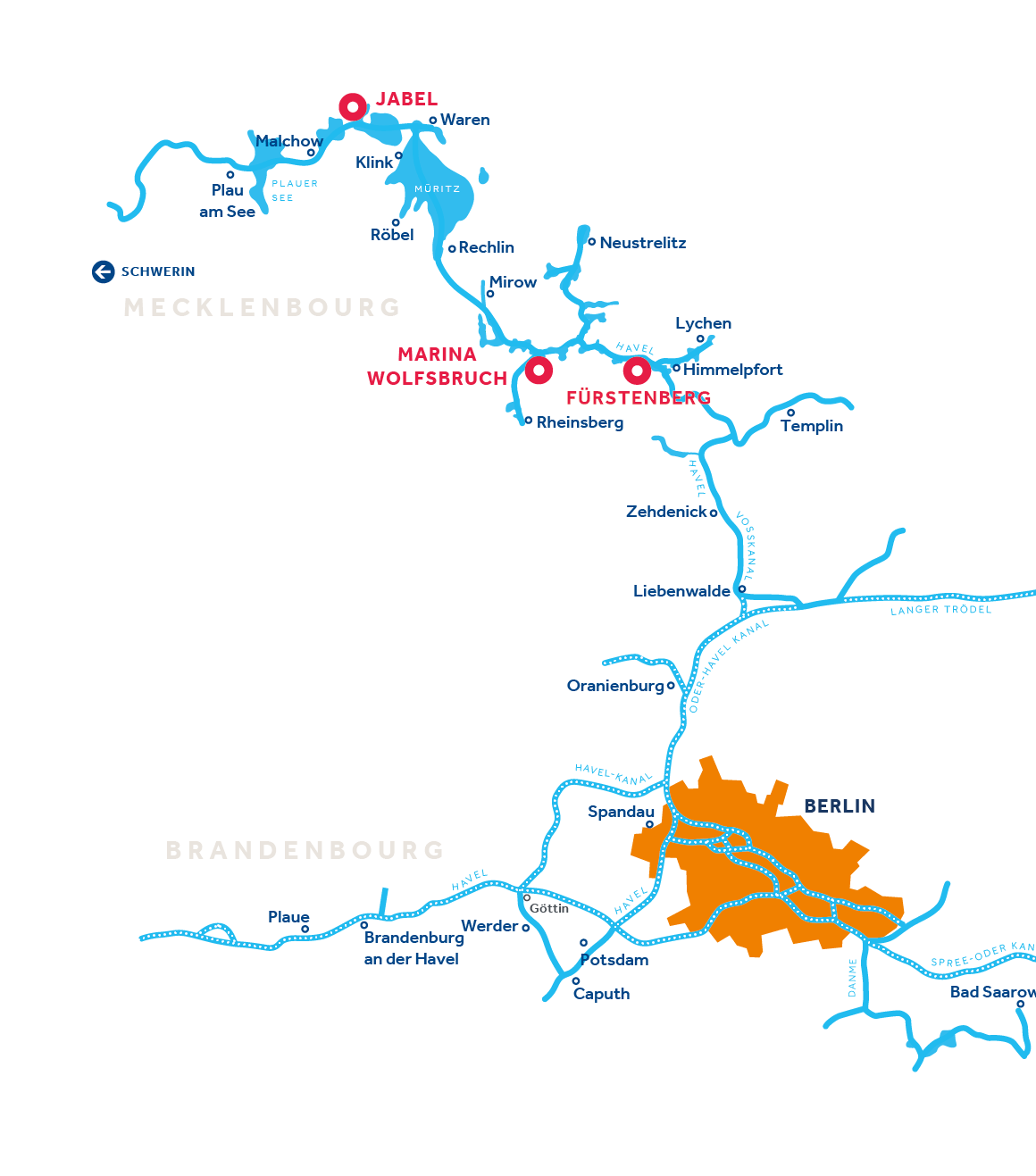 Carte de la région de navigation