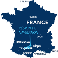 Carte indiquant la zone de navigation dans le Lot en France