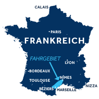 Karte zeigt, wo die Camargue in Frankreich liegt